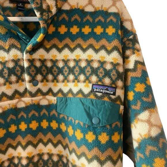 Patagonia Synchilla Cliff Arbor Green Geometric Fleece Jacket Men's Size Medium - Picture 4 of 6